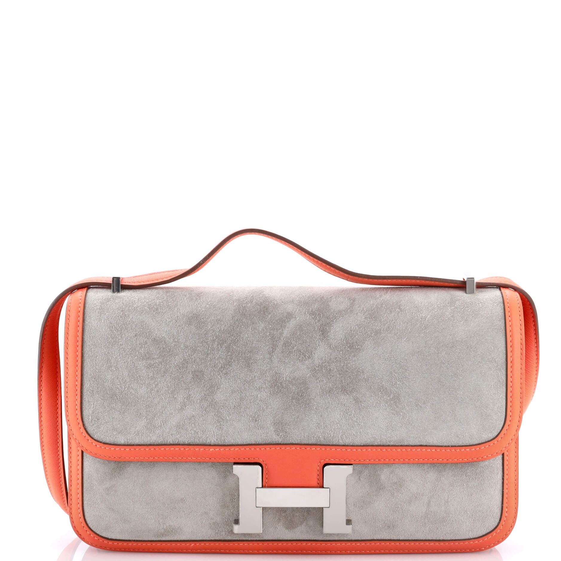 Pre-Owned Hermes Constance Elan Bag Doblis Suede with Swift 25, Main, color, Gris Tourterelle/Crevette