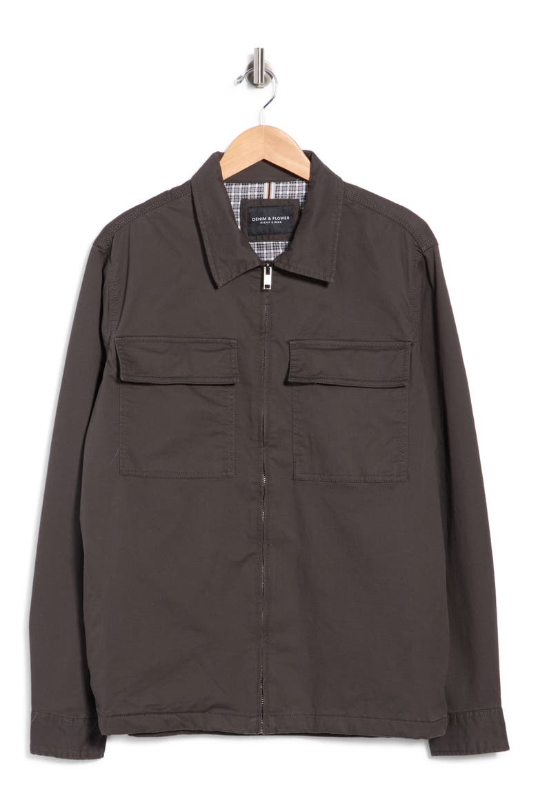 Cotton Twill Overshirt Jacket, Main, color, CHARCOAL