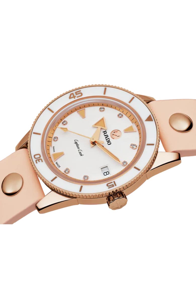 RADO Captain Cook Marina Hoermanseder Leather Strap Watch, 37mm, Alternate, color, 