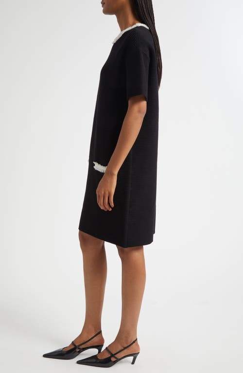 Emporio Armani Fringe-trim Ottoman Shift Dress In Black