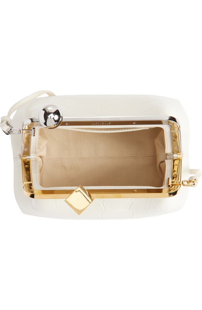 Jacquemus Le Berlingot Croc Embossed Leather Frame Shoulder Bag, Alternate, color, Light Ivory 115