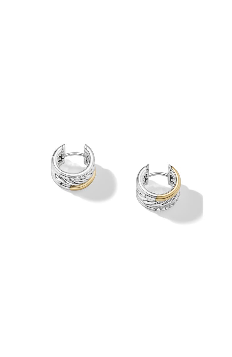 David Yurman Mercer<sup>™</sup> Pavé Diamond Huggie Hoop Earrings, Alternate, color, Sterling Silver/ 18Ky Gold