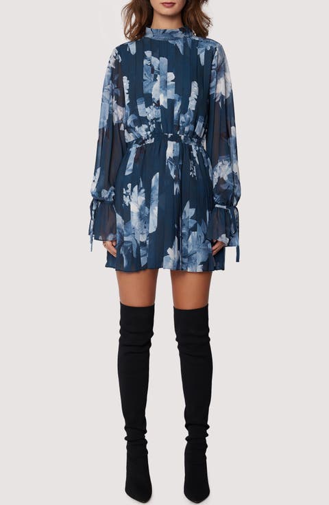 Josephine Floral Pleated Long Sleeve Dress