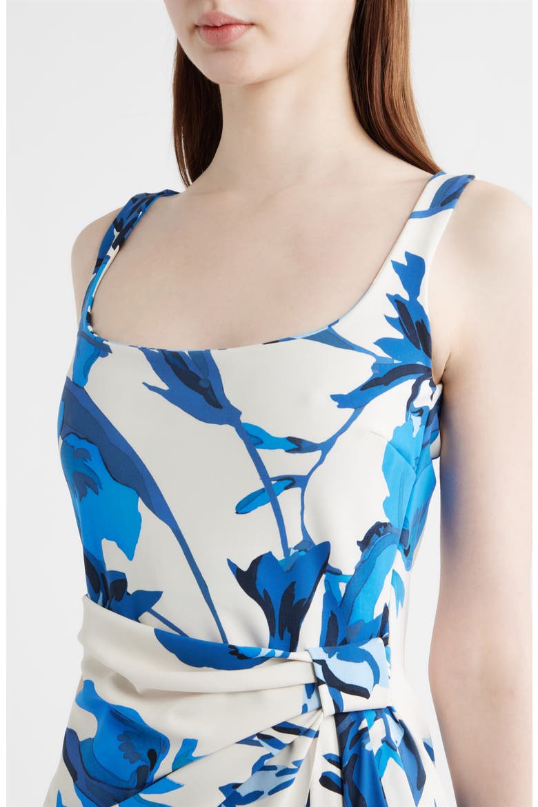 Floral Ruffle Detail Cocktail Sheath Dress, Alternate, color, CAROLE BLUE