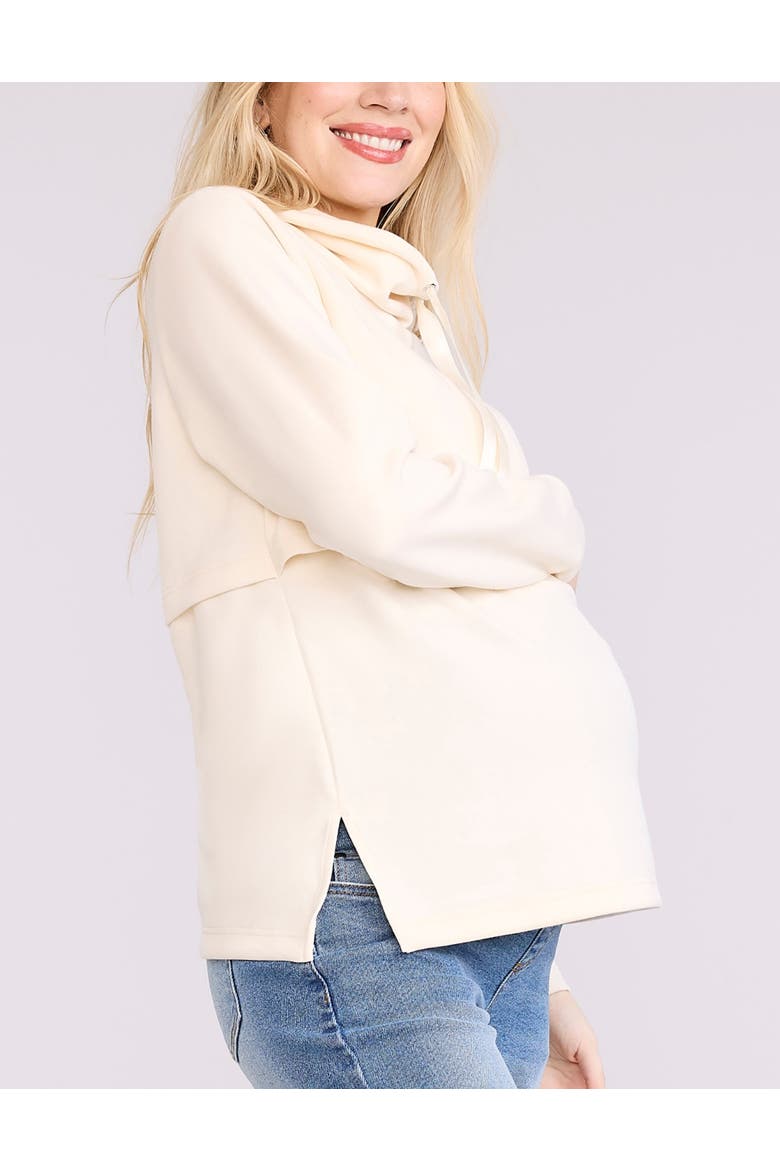 Funnel Neck Pullover Nursing Sweatshirt, Alternate, color, Antique White