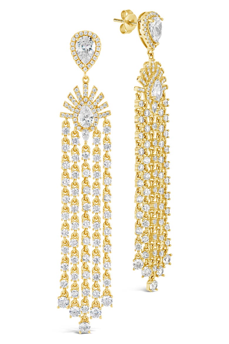 Selma Cubic Zirconia Statement Drop Earrings, Main, color, GOLD