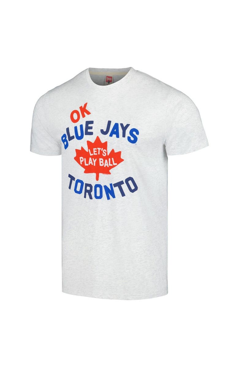 Homage Men's Homage Gray Toronto Blue Jays Doodle Collection Let's Play Ball Tri-Blend T-Shirt, Alternate, color,