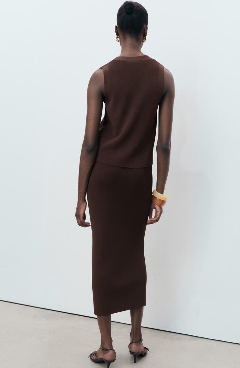 MANGO Knit Midi Skirt, Alternate, color, Chocolate