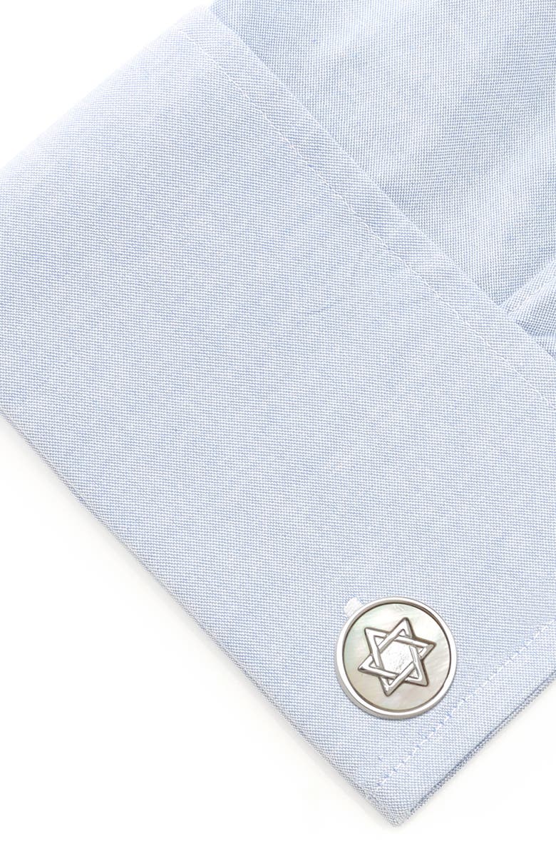 Cufflinks, Inc. Star Of David Mother-Of-Pearl Cuff Links, Alternate, color,