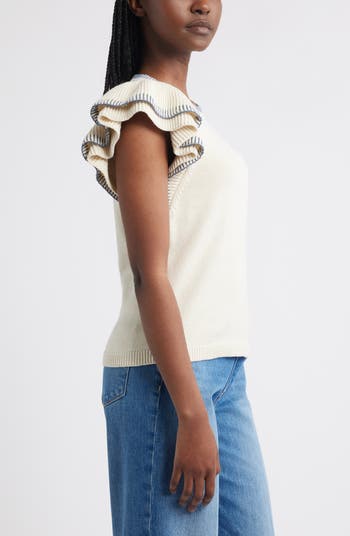 Flutter Sleeve Cotton Sweater