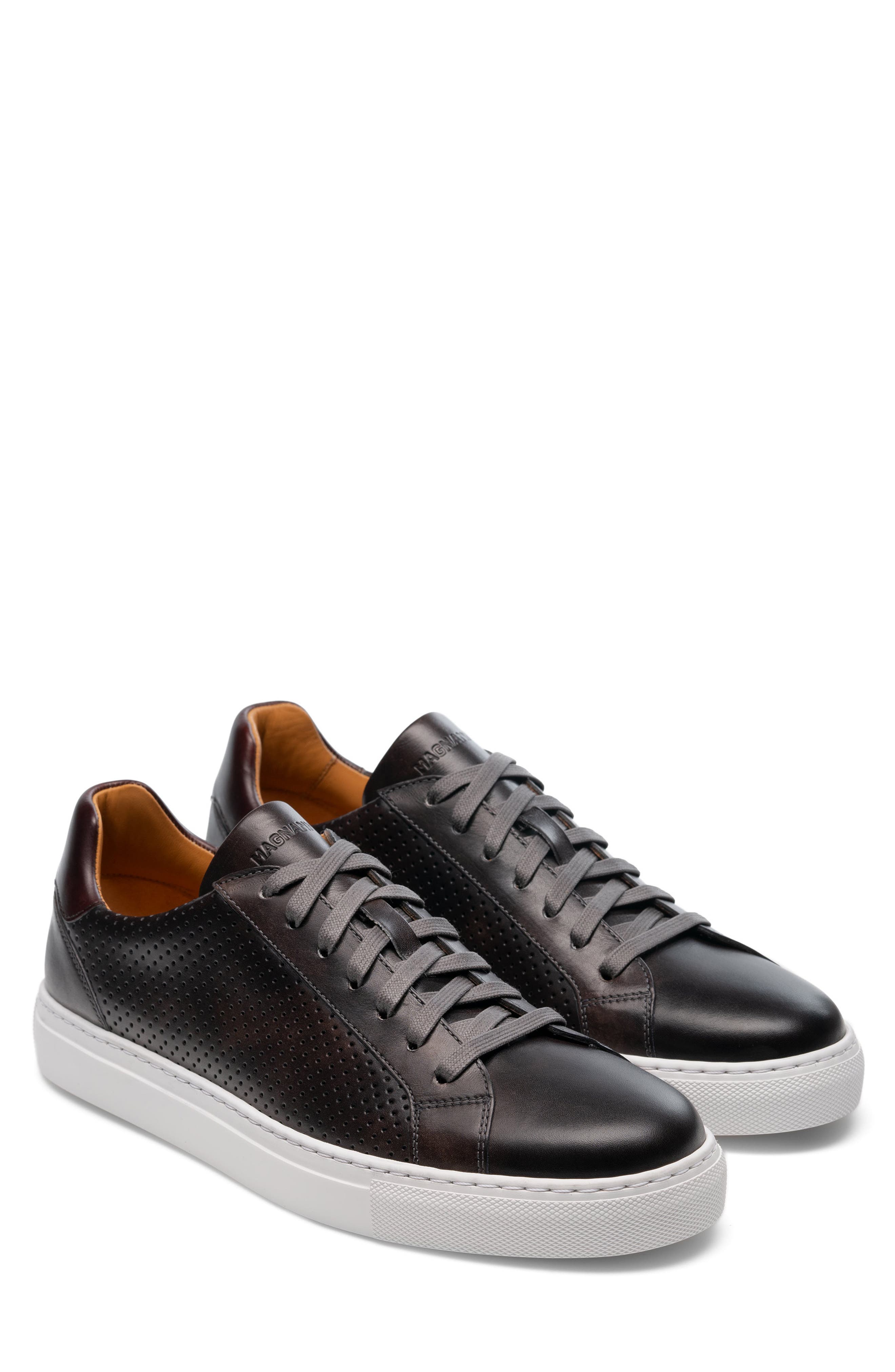 Fede Perforated Sneaker, Main, color, GREY / MID BROWN