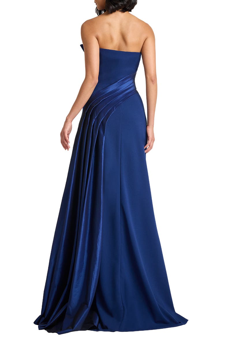 Tadashi Shoji Pleat Detail Strapless Gown, Alternate, color, Navy