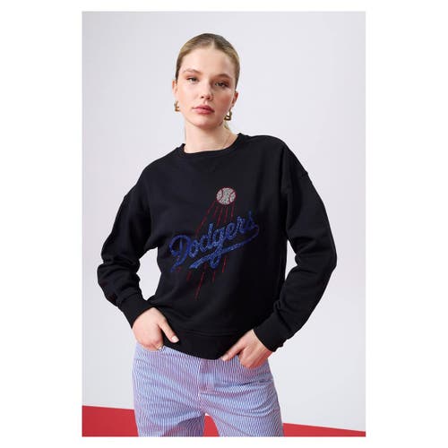 Terez Black Los Angeles Dodgers Oversized Gemstone Logo Sweatshirt