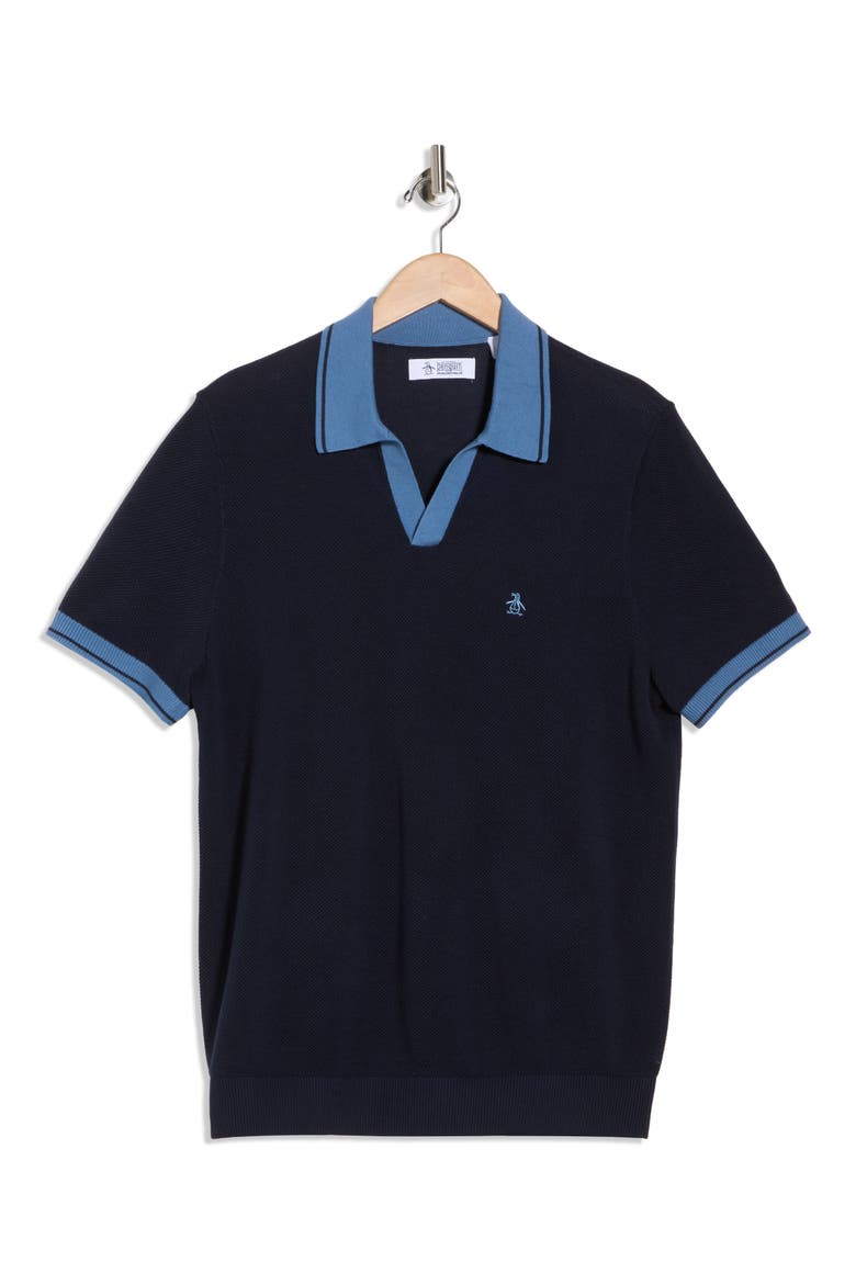 Slim Fit Honeycomb Knit Polo, Alternate, color, DARK SAPPHIRE