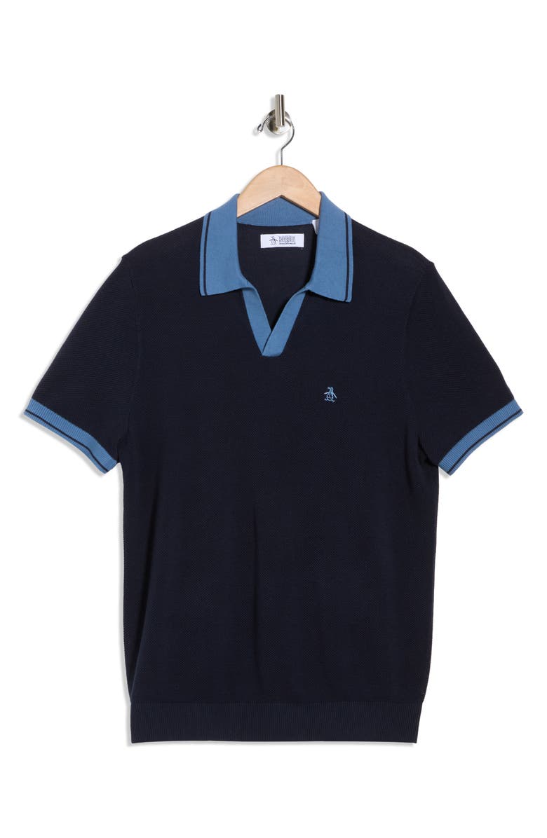 Original Penguin Slim Fit Honeycomb Knit Polo, Alternate, color, Dark Sapphire