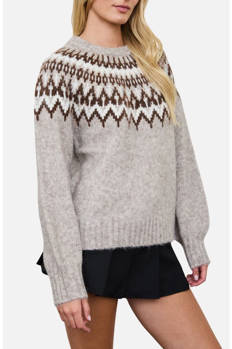 Fair Isle Yoke Crewneck Sweater, Alternate, color, OATMEAL MULTI