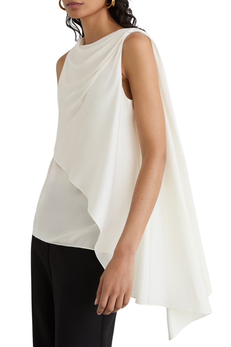 Nyra Silk Blend Draped Cowl Neck Top, Alternate, color, IVORY