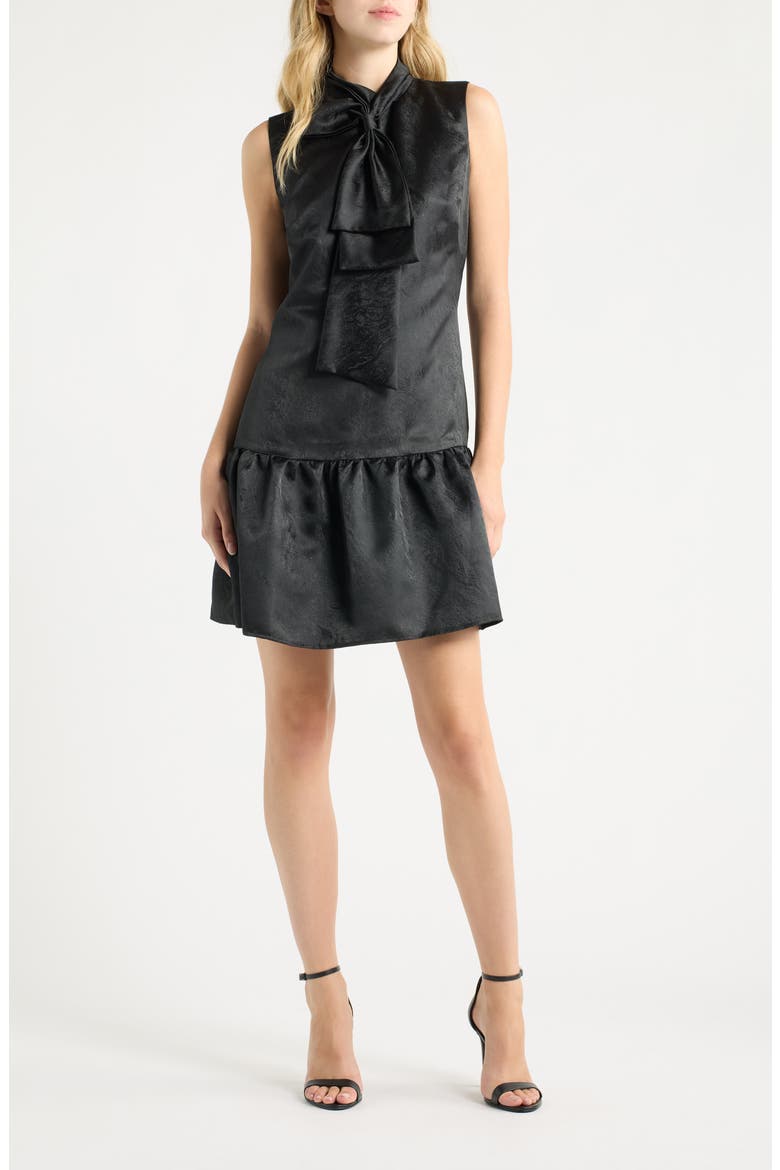 Bow Neck Tiered Dress, Main, color, ANNE BLACK