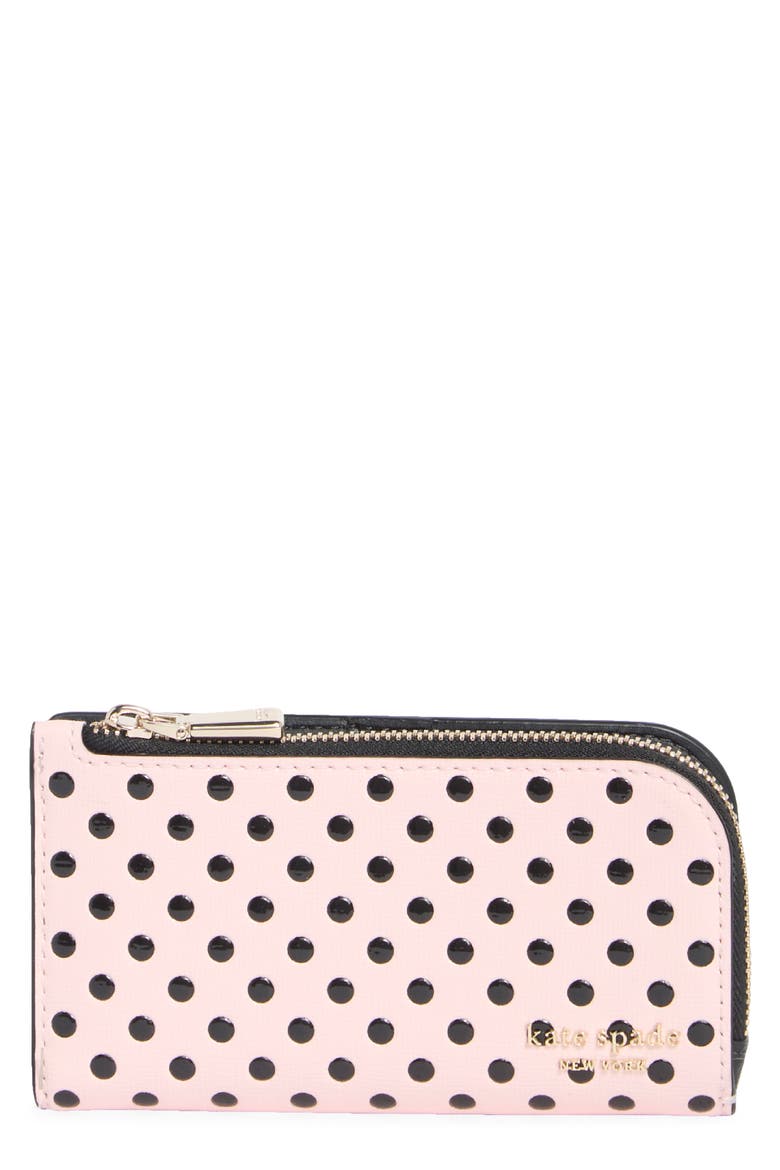 devin breezy dot embossed saffiano leather wallet, Main, color, BLACK MULTI