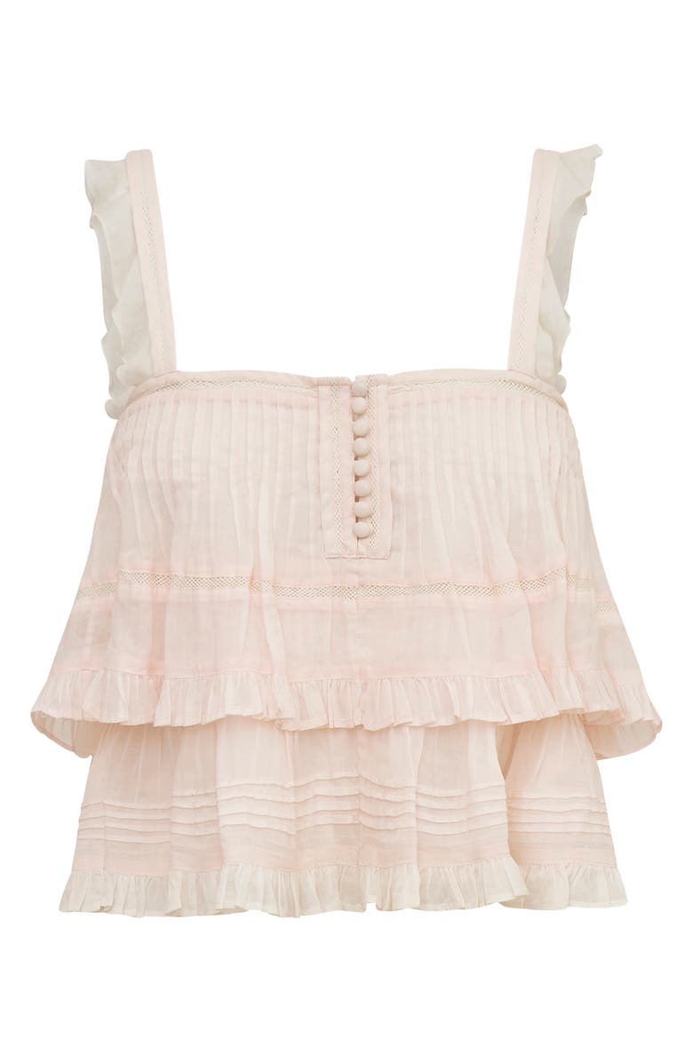 LoveShackFancy Novalee Ruffle Cotton Dobby Top, Alternate, color, 