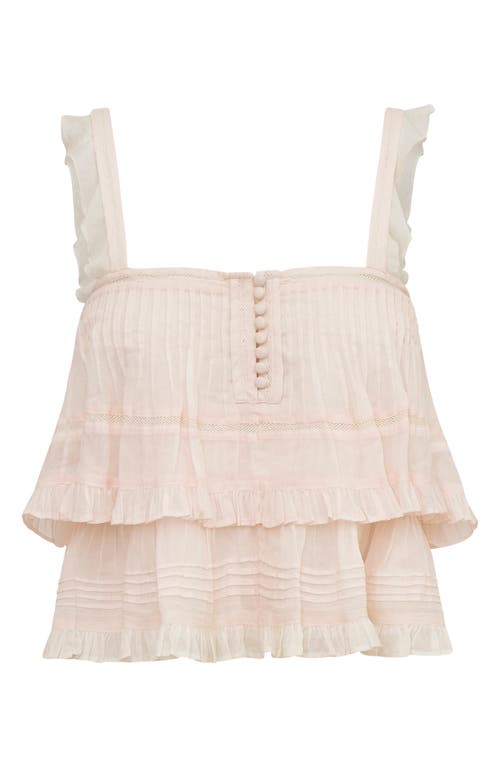 Loveshackfancy Novalee Ruffle Cotton Dobby Top In Tea Rose Pink
