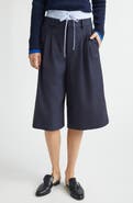 MONSE Double Waistband Stretch Wool Culotte Pants