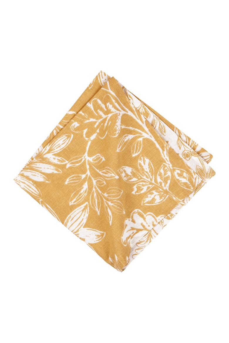 Everview Gold Botanical 100% Cotton Set of 6 Cloth Napkins, Alternate, color, Gold