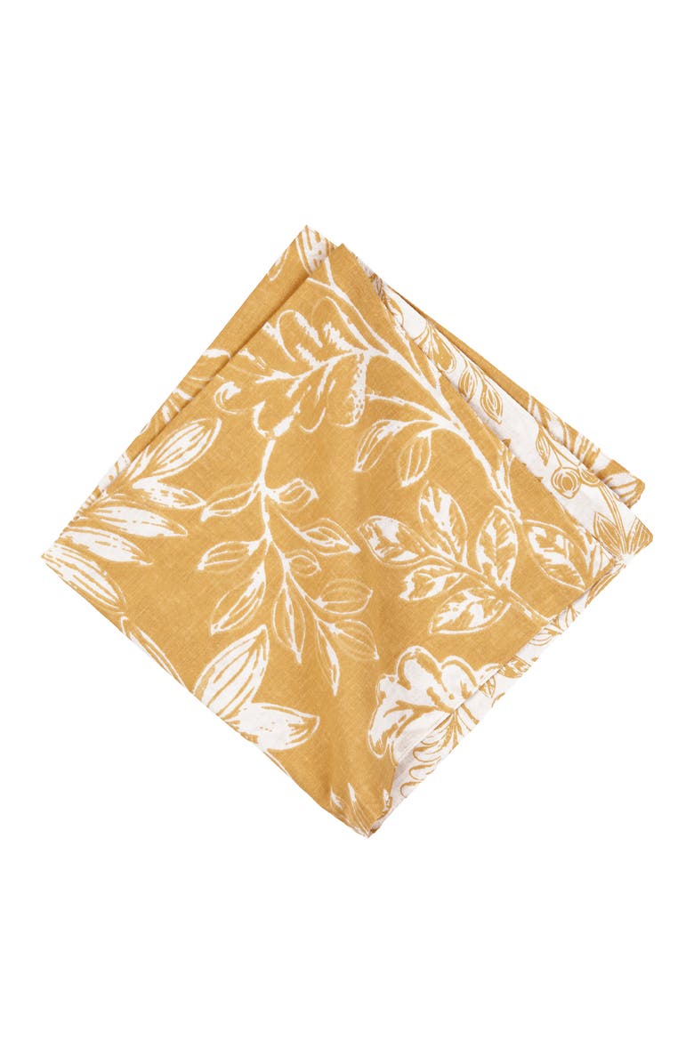 C&F Home Everview Gold Botanical 100% Cotton Set of 6 Cloth Napkins, Alternate, color, Gold