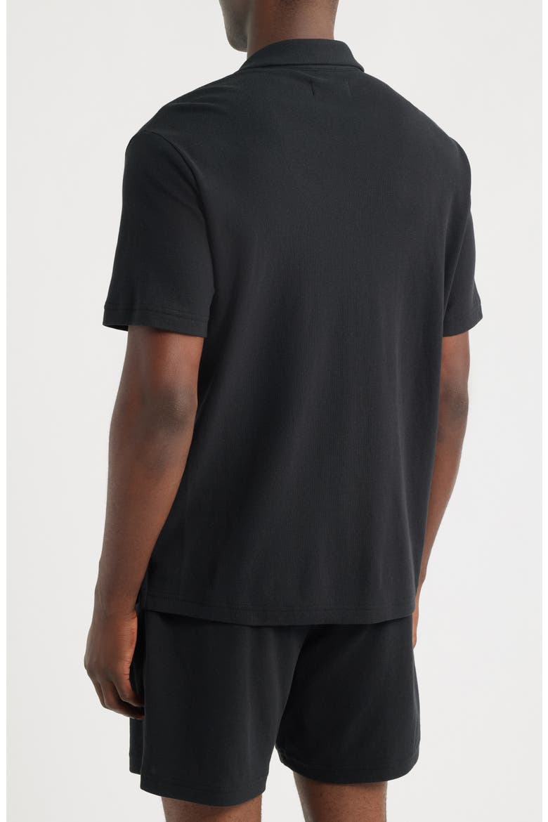 Seaport Knit Cotton Camp Shirt, Alternate, color, BLACK