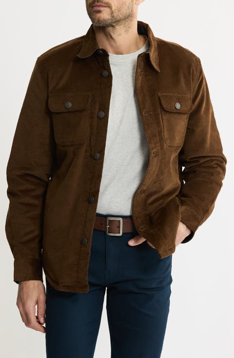 Stretch Cotton Corduroy Faux Shearling Lined Jacket