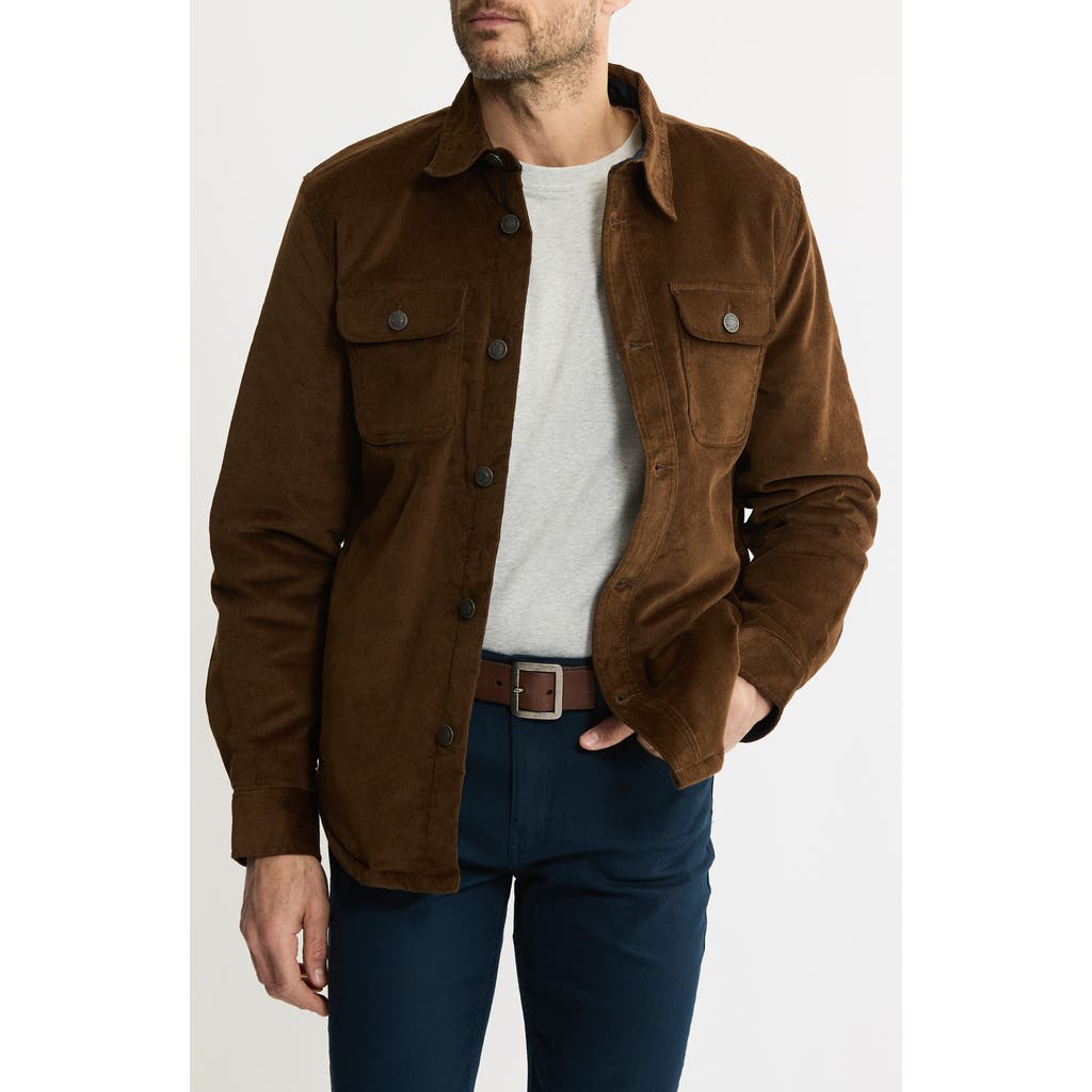 Jachs Stretch Cotton Corduroy Faux Shearling Lined Jacket In Brown
