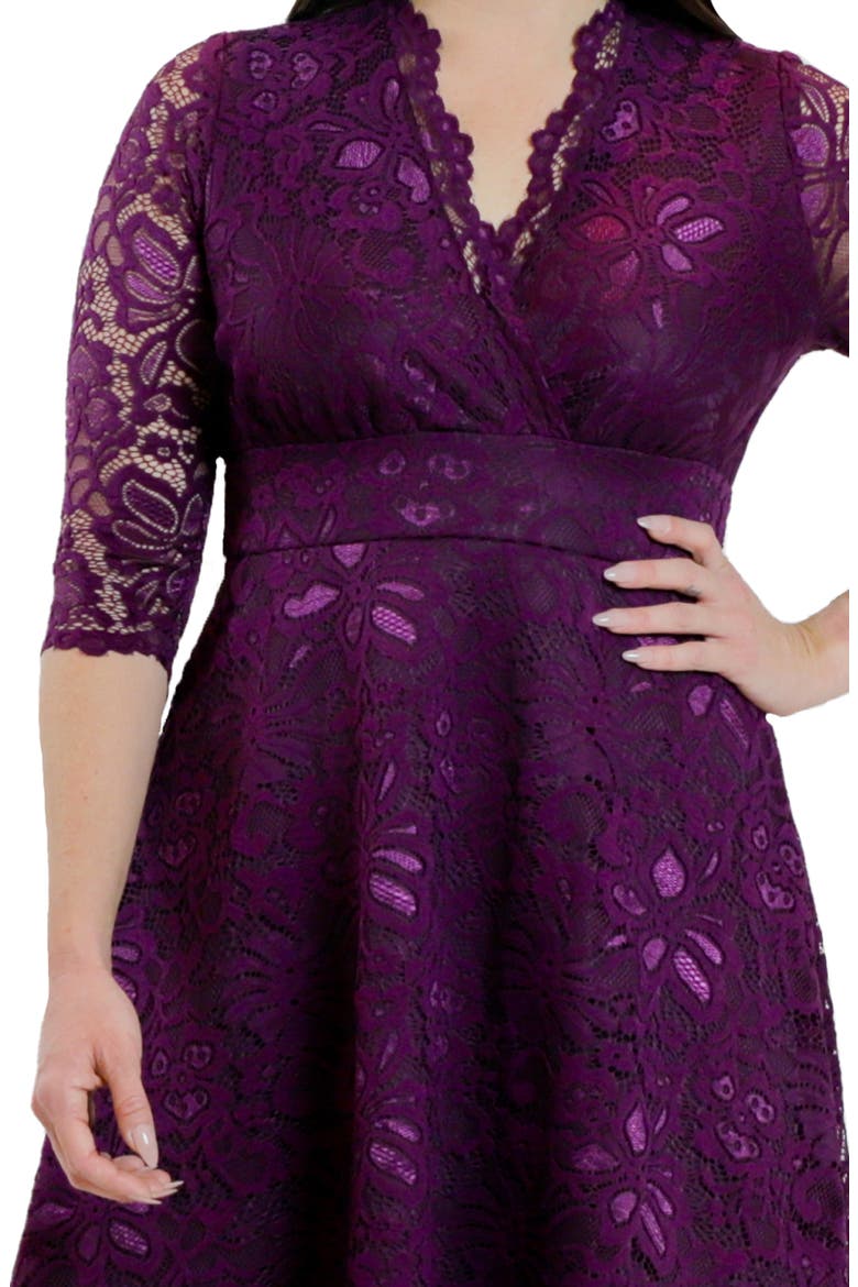 Mademoiselle A-Line Lace Cocktail Dress, Alternate, color, BERRY BLISS