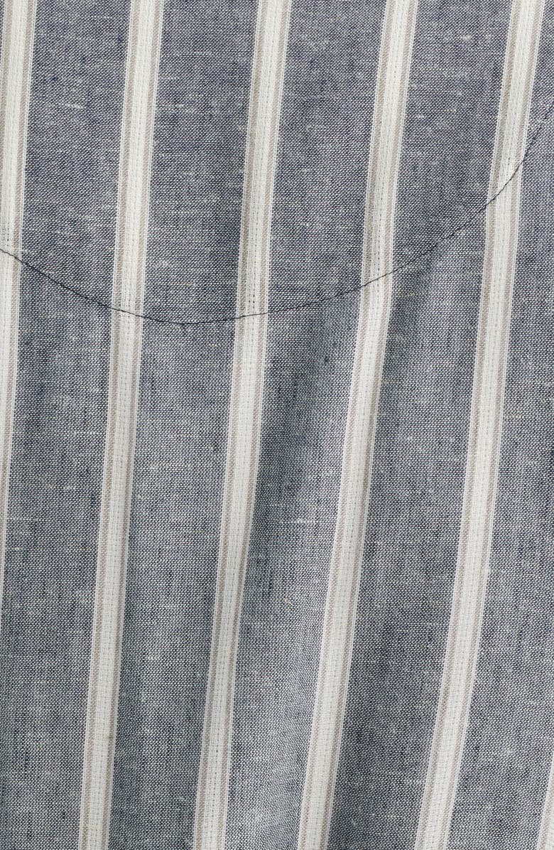 Majestic International Textured Retreat Stripe Shawl Collar Woven Cotton Robe, Alternate, color, Navy/ Beige