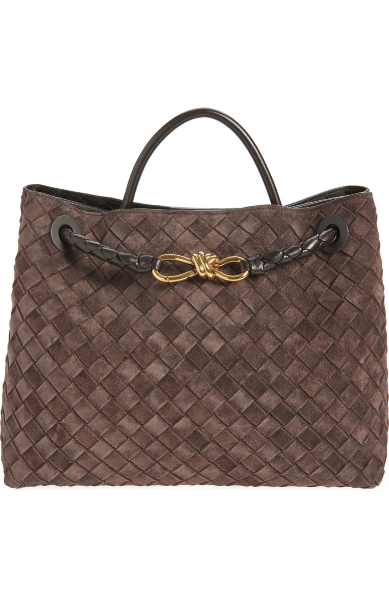 Bottega Veneta Medium Andiamo Intrecciato Suede Shoulder Bag, Main, color, 2272 Fondant-M Brass-Fond