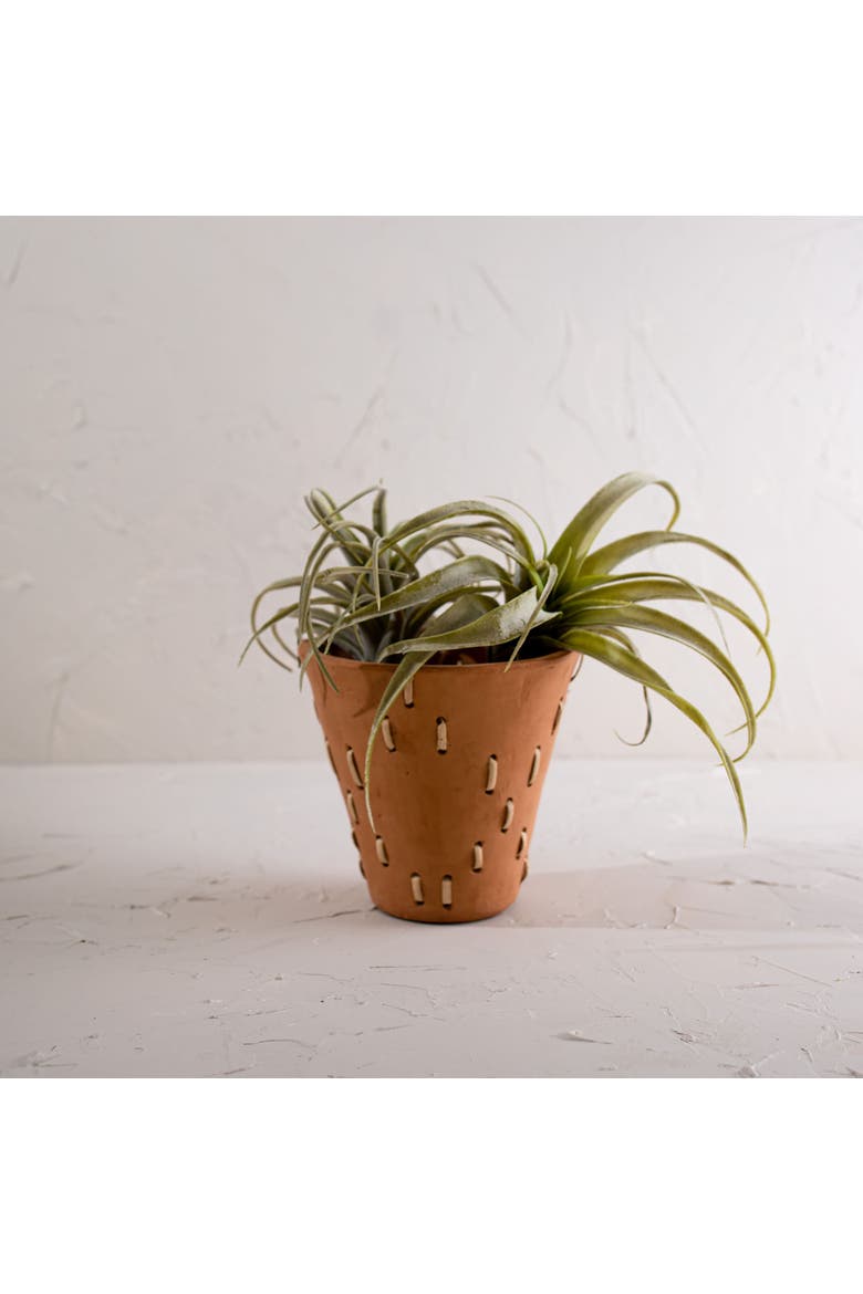 Diamond Weave Terracotta & Cane Planter, Alternate, color, Orange