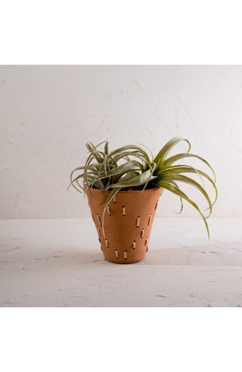 Foreside Home and Garden Diamond Weave Terracotta & Cane Planter, Alternate, color, Orange