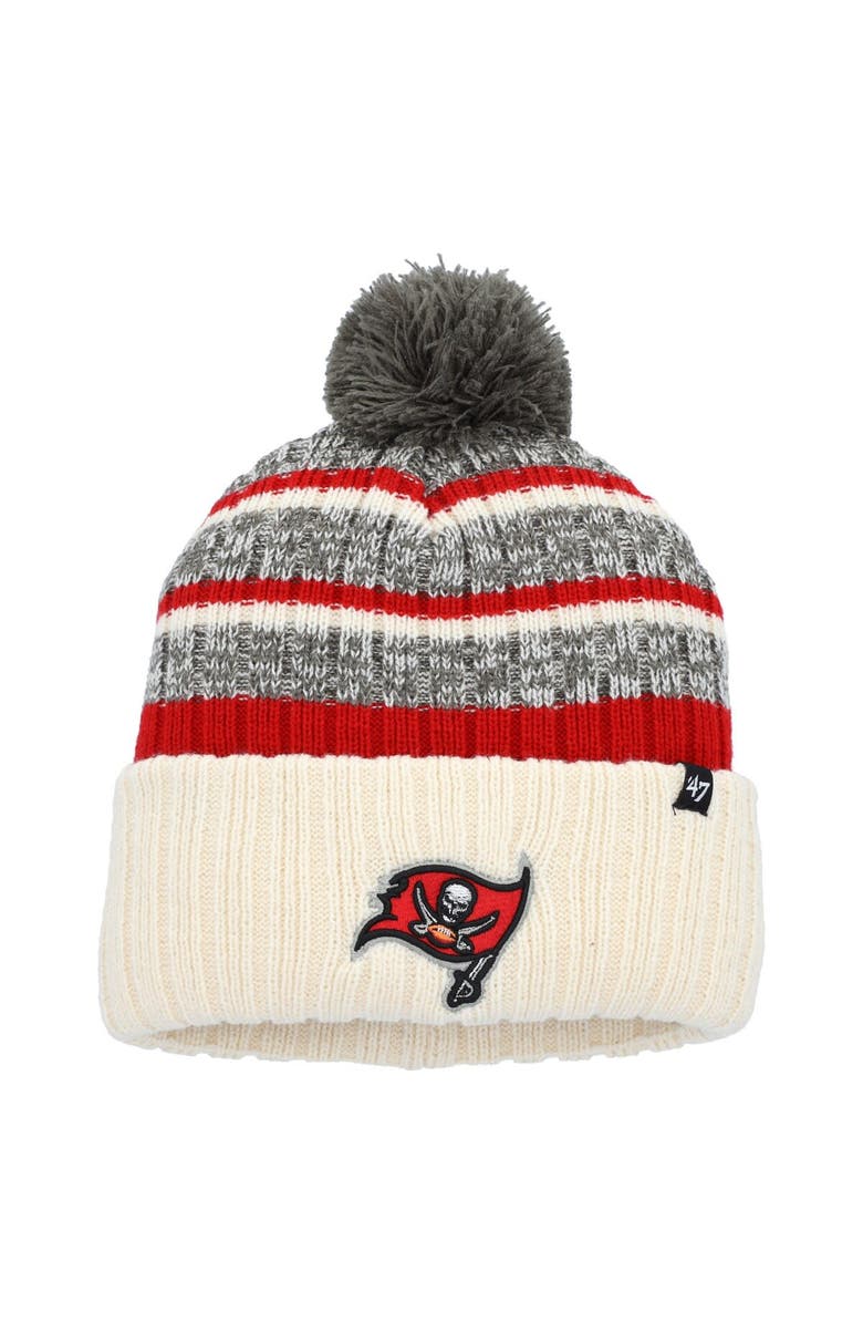 '47 Men's '47  Natural Tampa Bay Buccaneers  Tavern Cuffed Knit Hat with Pom, Main, color, 