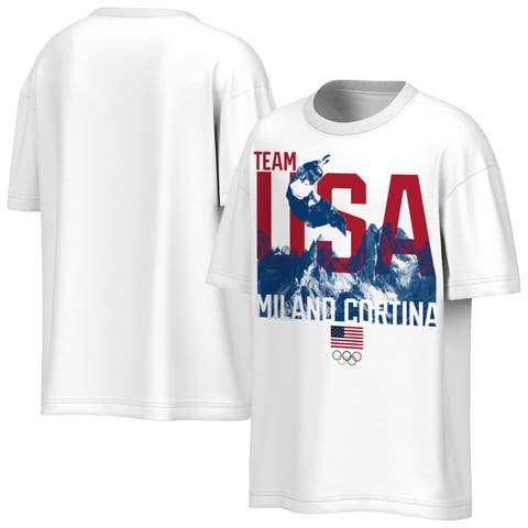 Men
s Milano Cortina 2026 Winter Olympics Outerstuff  White Team USA Snowboarding Oversized Heavyweight T-Shirt