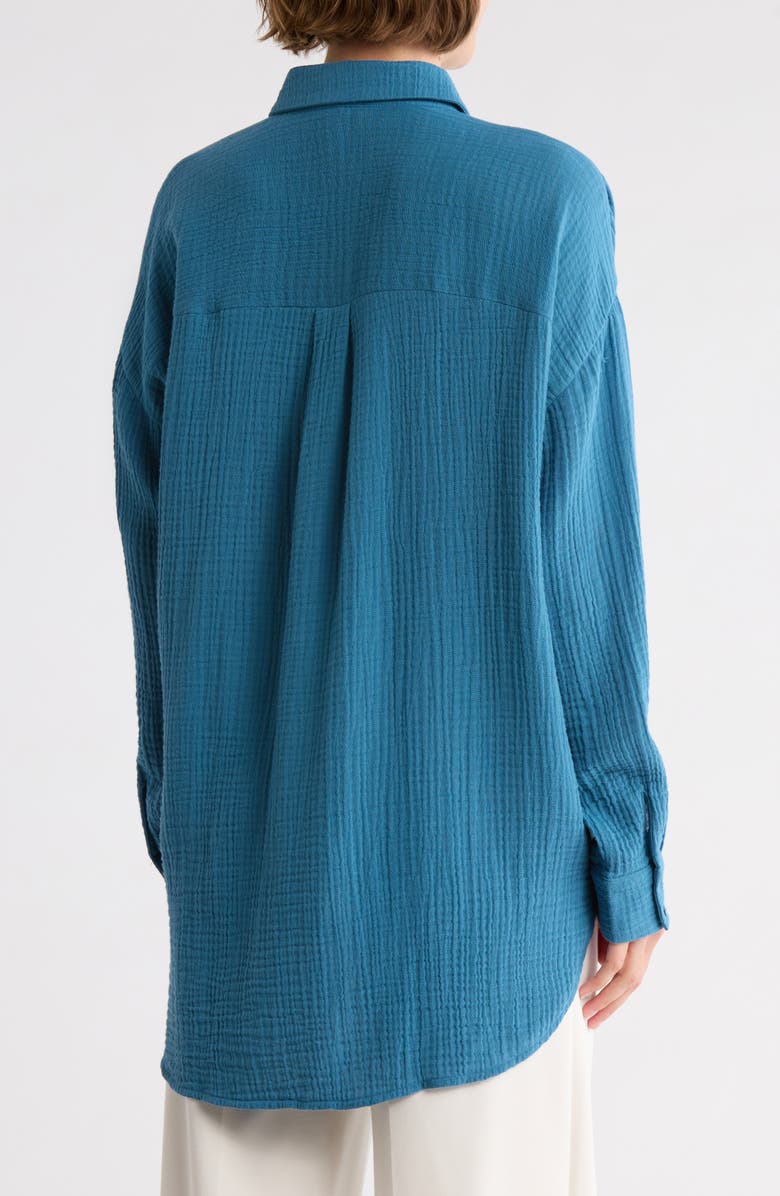Eileen Fisher Organic Cotton Gauze Button-Up Shirt, Alternate, color, Cascade