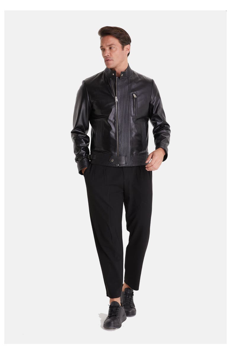 Furniq UK Stanley Leather Jacket, Alternate, color, Black