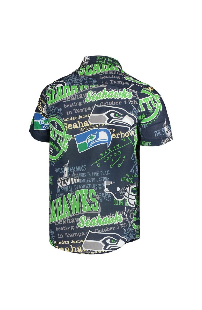 FOCO Men's FOCO College Navy Seattle Seahawks Thematic Button-Up Shirt, Alternate, color,