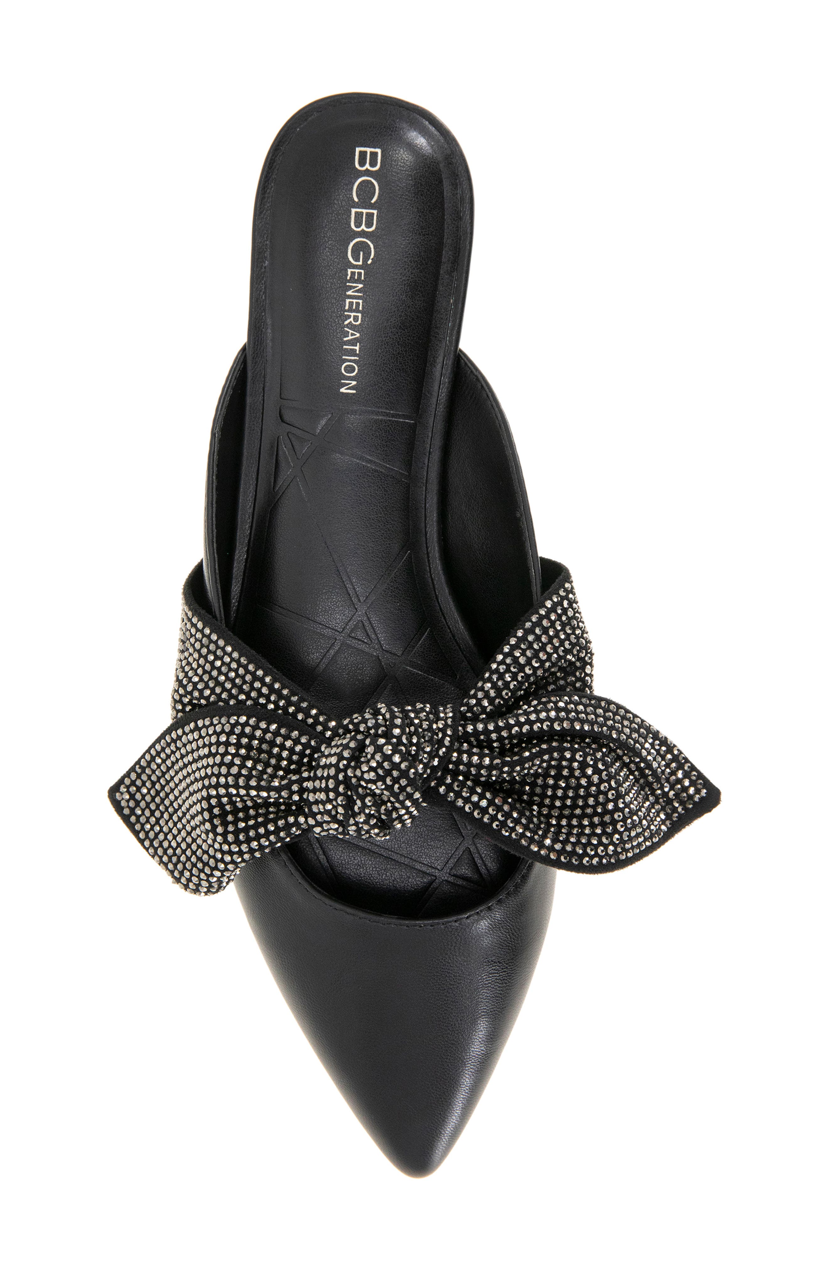 BCBGeneration Kandy Rhinestone Bow Mule, Alternate, color, Black/Rhinestones