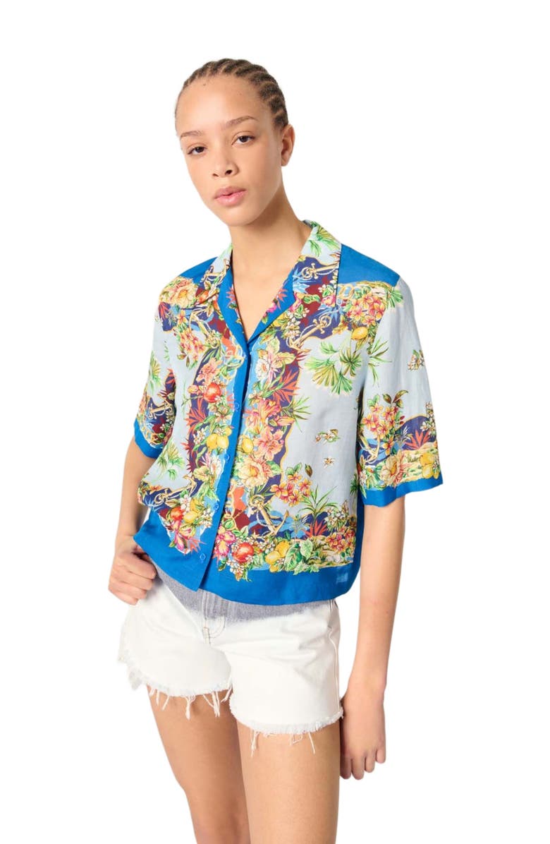 maje Patterned cropped shirt, Alternate, color, 