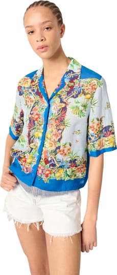 Patterned cropped shirt