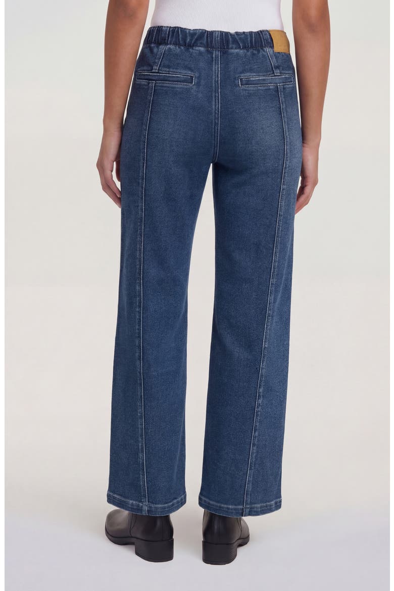 Ekara Elastic Waist Slim Wide Leg Jeans, Alternate, color, DARK WASH