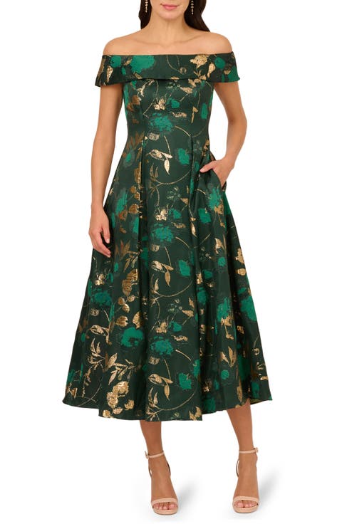 Off the Shoulder Fit & Flare Cocktail Dress