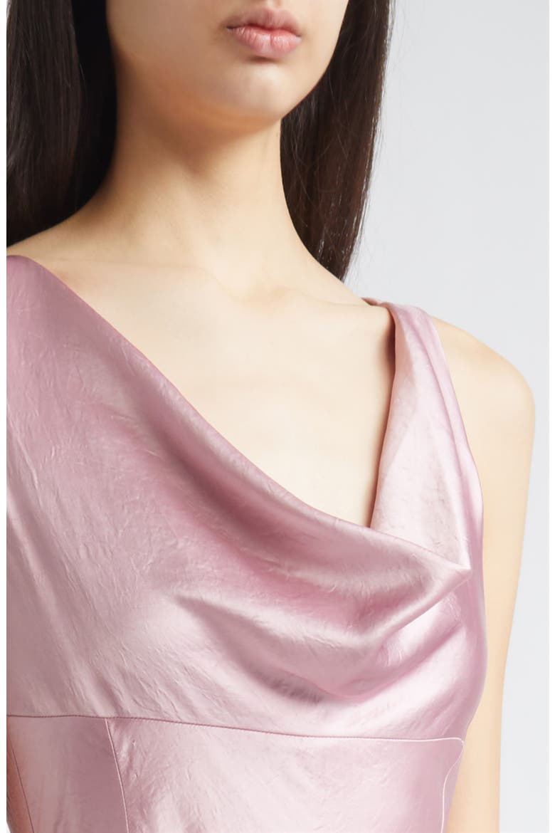 Washed Satin Asymmetric Bias Cut Dress, Alternate, color, PEONY