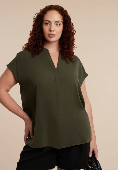 Notch Collar Blouse (Plus Available)