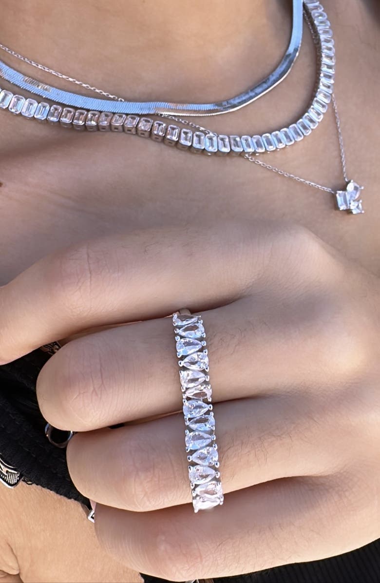 SHYMI Pear Cubic Zirconia Two-Finger Ring, Alternate, color, Silver