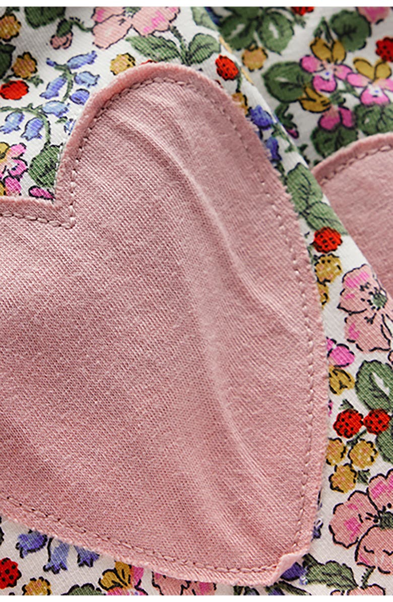 Mini Boden Kids' Floral Heart Appliqué Cotton Leggings, Alternate, color, Soft Ivory Berry Floral